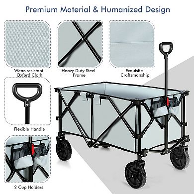 Folding Wagon Cart with Adjustable Handle and All Terrain Wheels