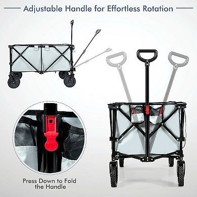 Folding Wagon Cart with Adjustable Handle and All Terrain Wheels