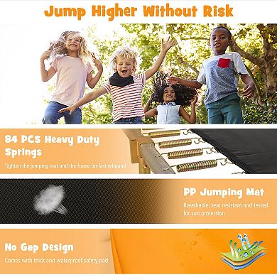 Rectangular Trampoline with Safety Enclosure and Ladder