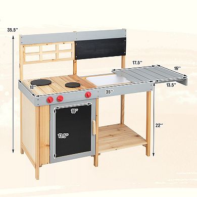 Outdoor Mud Kitchen for Kids with Detachable Water Box and Storage