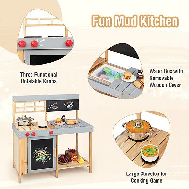 Outdoor Mud Kitchen for Kids with Detachable Water Box and Storage