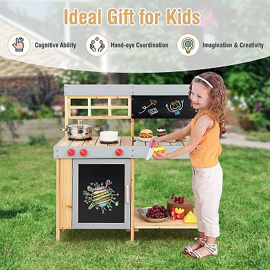 Outdoor Mud Kitchen for Kids with Detachable Water Box and Storage