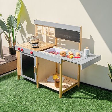 Outdoor Mud Kitchen for Kids with Detachable Water Box and Storage