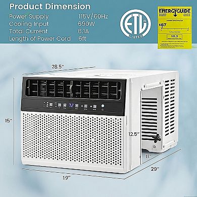12000 BTU Window Air Conditioner with Remote for Up to 400 Sq Ft