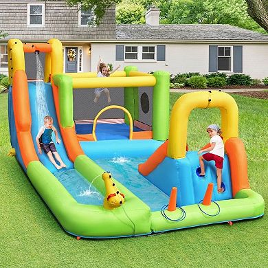Inflatable Water Slide Park Bounce House 8 In 1 Backyard Play Center