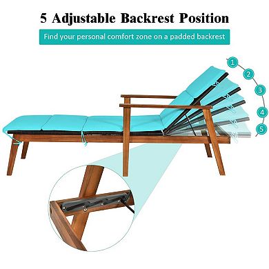 Patio Chaise Lounge Set with 5 Position Reclining Chairs and Folding Table
