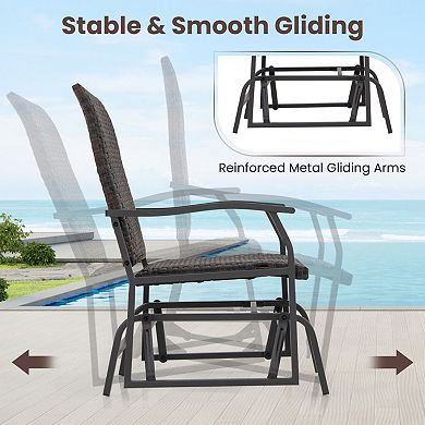 3 Piece Patio Glider Set with Tempered Glass Coffee Table