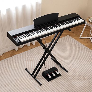 88 Key Digital Piano Keyboard Set with Semi Weighted Keys and Adjustable Stand
