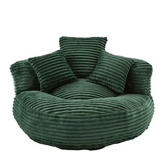 Aoolive Oversized Corduroy Bean Bag Chair with Pillows,High-Density Foam Filler for Adults and Kids