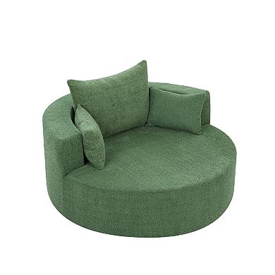 Aoolive 56.3" Modern 360°Swivel Accent Barrel Chair with Removable Pillows,Chenille Fabric