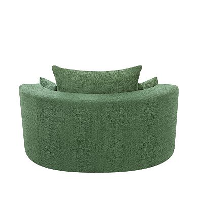 Aoolive 56.3" Modern 360°Swivel Accent Barrel Chair with Removable Pillows,Chenille Fabric