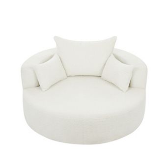 Aoolive 56.3" Modern 360°Swivel Accent Barrel Chair with Removable Pillows,Chenille Fabric