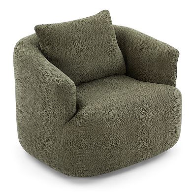 Aoolive 360°Swivel Accent Chair,38.2" Chenille Upholstered Barrel Sofa Chair with Throw Pillow
