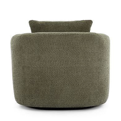 Aoolive 360°Swivel Accent Chair,38.2" Chenille Upholstered Barrel Sofa Chair with Throw Pillow