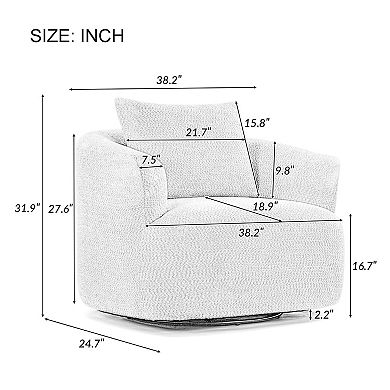 Aoolive 360°Swivel Accent Chair,38.2" Chenille Upholstered Barrel Sofa Chair with Throw Pillow