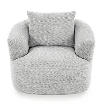 Aoolive 360°Swivel Accent Chair,38.2" Chenille Upholstered Barrel Sofa Chair with Throw Pillow