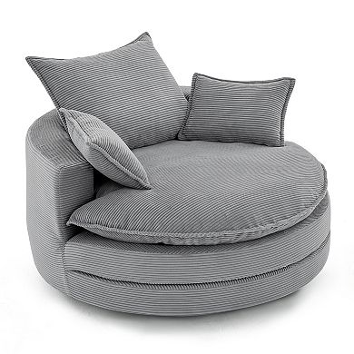 Aoolive 57.5" Modern 360°Swivel Accent Chair with Dual-layer Cushion and Removable Pillows,Corduroy