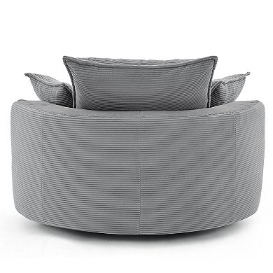 Aoolive 57.5" Modern 360°Swivel Accent Chair with Dual-layer Cushion and Removable Pillows,Corduroy