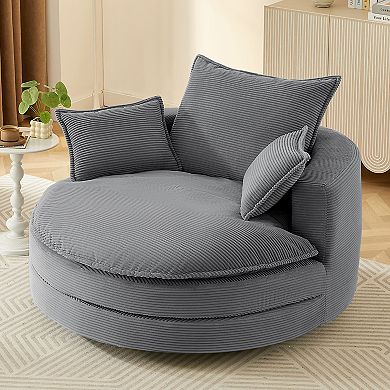 Aoolive 57.5" Modern 360°Swivel Accent Chair with Dual-layer Cushion and Removable Pillows,Corduroy
