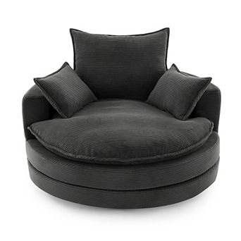 Aoolive 57.5" Modern 360°Swivel Accent Chair with Dual-layer Cushion and Removable Pillows,Corduroy