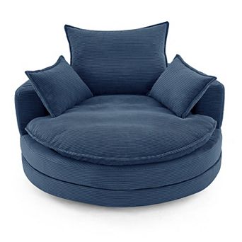 Aoolive 57.5" Modern 360°Swivel Accent Chair with Dual-layer Cushion and Removable Pillows,Corduroy