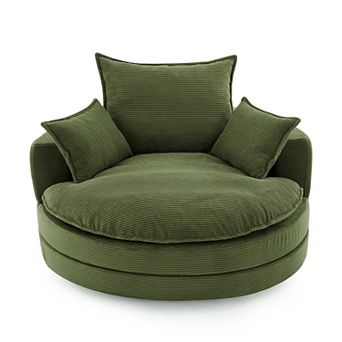 Aoolive 57.5" Modern 360°Swivel Accent Chair with Dual-layer Cushion and Removable Pillows,Corduroy