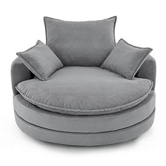 Aoolive 57.5" Modern 360°Swivel Accent Chair with Dual-layer Cushion and Removable Pillows,Corduroy