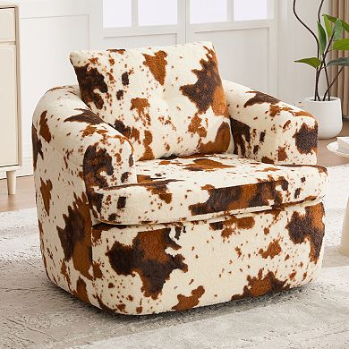 Aoolive Modern 360°Swivel Sofa Chair,36.6" Round Accent Chair with Dual-layer Cushion