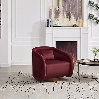 Aoolive Swivel Accent Chair,360-Degree Swivel Barrel Chair with Fabric Upholstery