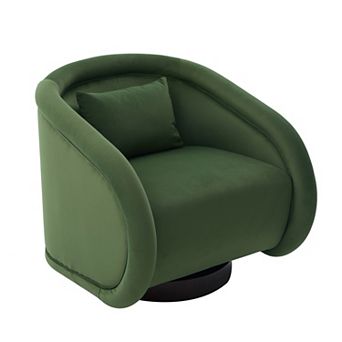 Aoolive Swivel Accent Chair,360-Degree Swivel Barrel Chair with Fabric Upholstery