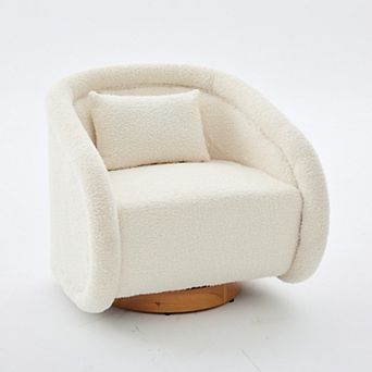 Aoolive Swivel Accent Chair,360-Degree Swivel Barrel Chair with Fabric Upholstery