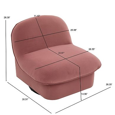 Aoolive Swivel Accent Chair,360-degree Metal Base with Velvet Fabric Upholstery