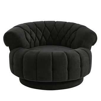 Aoolive 360°Swivel Accent Chair with Chenille Upholstery,Round Club Chair for Living Room & Bedroom