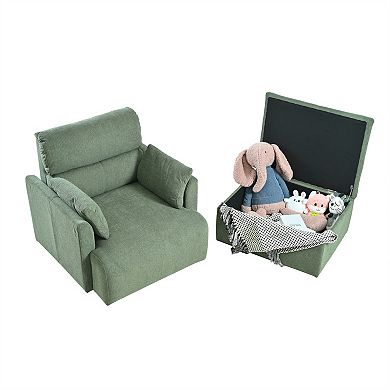 Aoolive Oversized Accent Chair with Storage Ottoman,Upholstered Mid-Century Modern Reading Chair