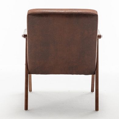 Aoolive Mid-Century Modern Wingback Accent Chair with Solid Wood Frame and Extra-Thick Backrest