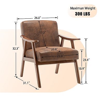 Aoolive Mid-Century Modern Wingback Accent Chair with Solid Wood Frame and Extra-Thick Backrest