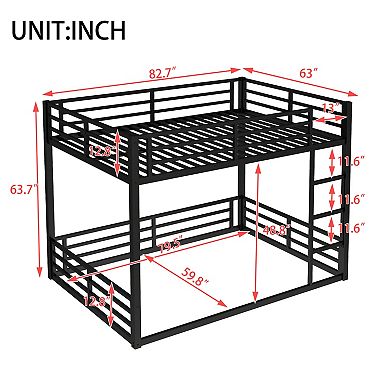 Aoolive Metal Queen over Queen Bunk Bed for Teens and Adults,Space-Saving/Noise Reduced