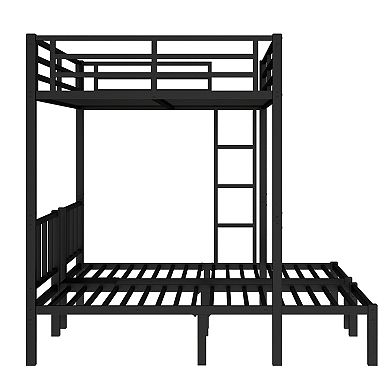 Aoolive Twin over Twin & Queen Bunk Bed, Metal Triple Bunk Bed with Safety Guardrails,Space-Saving