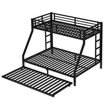Aoolive Twin XL Over Queen Metal Bunk Bed with Twin Size Trundle