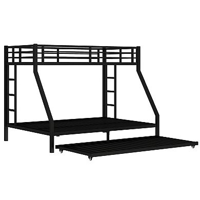Aoolive Twin XL Over Queen Metal Bunk Bed with Twin Size Trundle