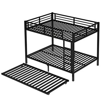 Aoolive Full over Full Metal Bunk Bed with Twin Size Trundle