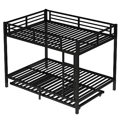 Aoolive Full over Full Metal Bunk Bed with Twin Size Trundle