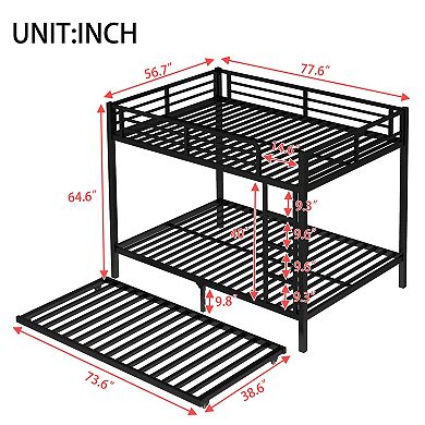 Aoolive Full over Full Metal Bunk Bed with Twin Size Trundle