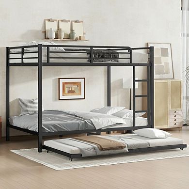 Aoolive Full over Full Metal Bunk Bed with Twin Size Trundle