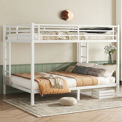 Aoolive Metal Queen over Queen Bunk Bed for Teens and Adults,Space-Saving/Noise Reduced