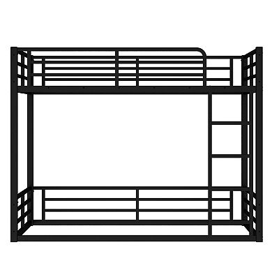 Aoolive Metal Bunk Bed, Twin XL over Twin XL Floor Bunk Bed Frame, Noise-reduced Design