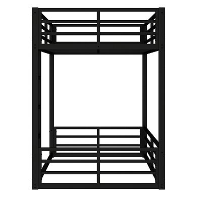 Aoolive Metal Bunk Bed, Twin XL over Twin XL Floor Bunk Bed Frame, Noise-reduced Design