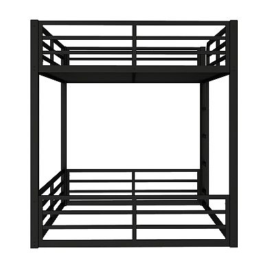 Aoolive Metal Bunk Bed, Full XL over Full XL Floor Bunk Bed Frame, Noise-reduced Design