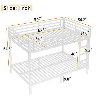 Aoolive Metal Full XL over Full XL Bunk Bed for Teens and Adults,Space-Saving/Noise Reduced