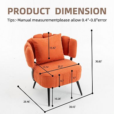 Chenille Barrel Accent Chair, Pocket Coil Support, 300lbs Weight Capacity, for Living Room Bedroom